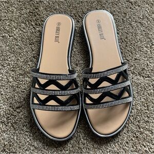 NEW Ashley Blue Sandals Slides 9 (Missing One Jewel)